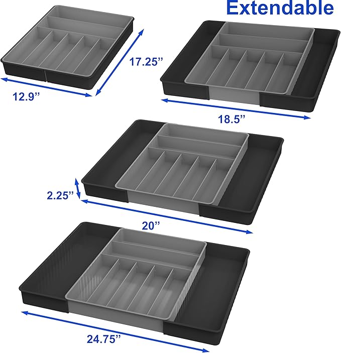 Simple Houseware Expandable Kitchen Drawer Flatware Organizer - Image 2