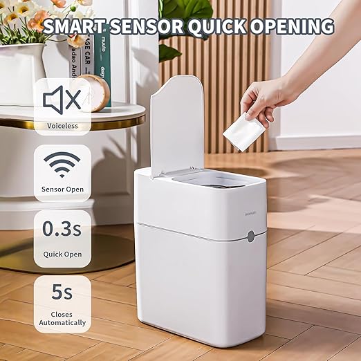 MOPUP Bathroom Trash Can, Automatic Bagging Garbage Can, 3.5 Gallon Slim Smart - Image 3