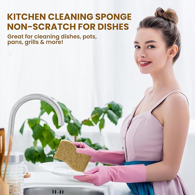 Natural Kitchen Sponge –24-Pack Biodegradable Sponges - Image 4