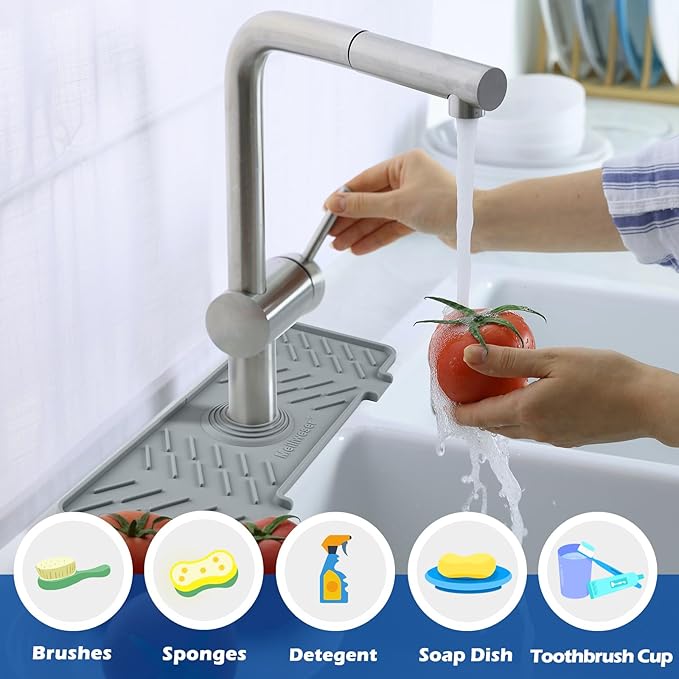Meiliweser Silicone Faucet Splash Guard Gen 3-10° Large Slope & Adaptable Hole - Image 5