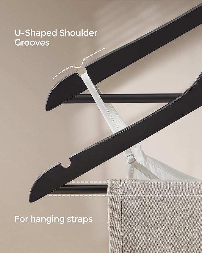 SONGMICS Wooden Hangers, Swivel Hook, Non-Slip - Image 7