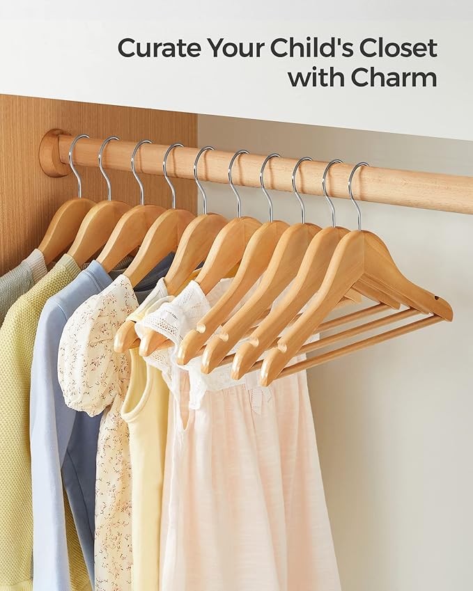 SONGMICS Kids Wooden Hangers 10 Pack, Solid Wood Baby Hangers, Children's Coat - Image 7