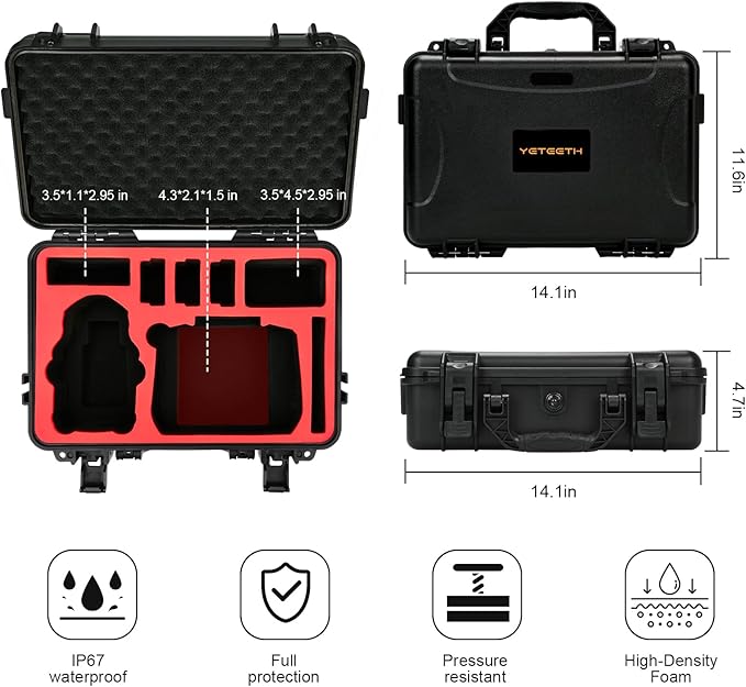 Hard Case for DJI Mini 4 Pro: IP67 Waterproof Carrying Cases for Mini 4/3 Pro/3 - Image 2
