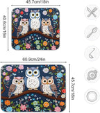 Dish Drying Mat Kitchen Counter Absorbent Three Owls Coffee Sink Mat Dish - Image 3