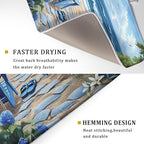 Summer Beach Dish Drying Mat 18x24 Inch Sea Shells Flowers Kitchen Mats Blue - Image 3