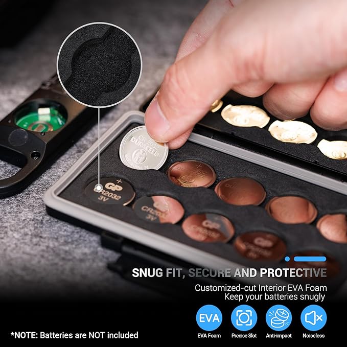 JJC CR2032 CR2025 Battery Case Holder Storage, Water-Resistant Anti-Shock - Image 2