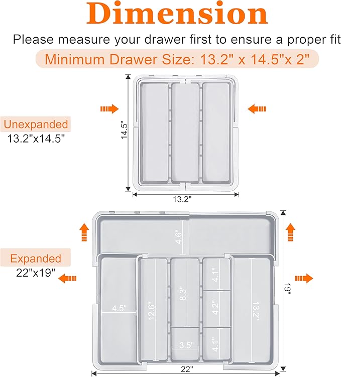 Large Utensil Drawer Organizer Expandable Silverware Organizer - Image 4