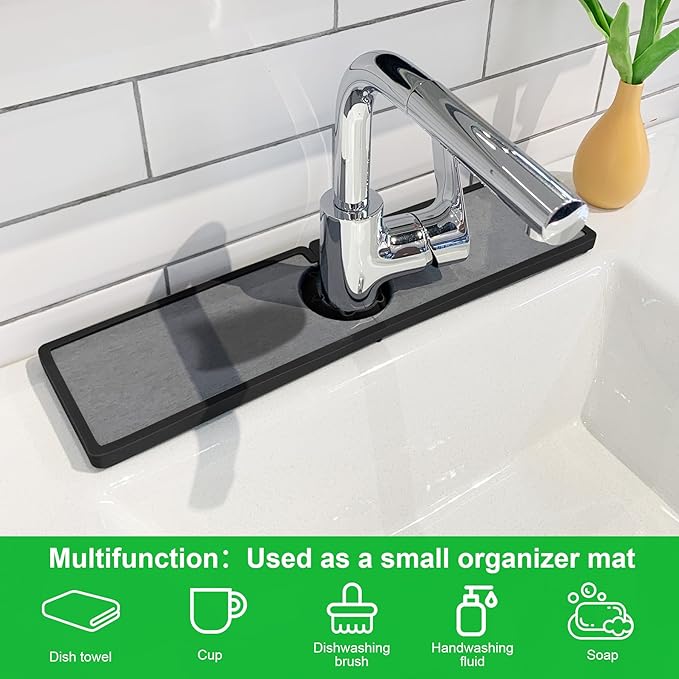 Gosmol Faucet mat for Kitchen Sink, Silicone & Stone Drying Mat for Kitchen Sink - Image 7