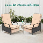 YITAHOME Outdoor Recliner Chair, 2-Piece Patio Adjustable Wicker Reclining Lounge Chairs, Dual-use Rattan Furniture Set with Soft Thick Cushions, Extended Footrest, Flip Back, Brown & Beige - Image 4