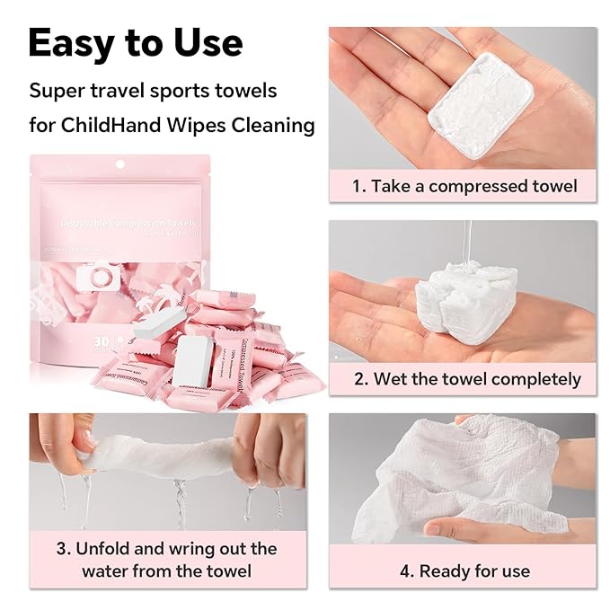 Compressed Towels 60 Pcs, Disposable Coin Towel, Mini Travel Towelettes - Image 5