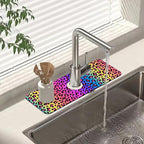Sink Faucet Absorbing Mat Rainbow Colored Leopard Print Sink Splash Guard by Unknown