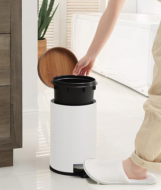 SunnyPoint Elite Bamboo Lid 4.5 Liter Round Trash Can - Image 3