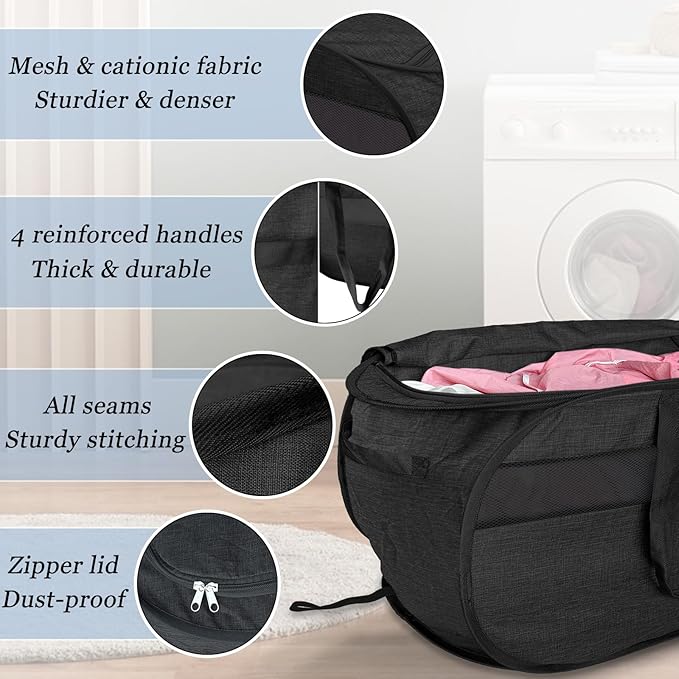 Upgraded 100L Extra Large Mesh Pop Up Laundry Hamper - Image 5