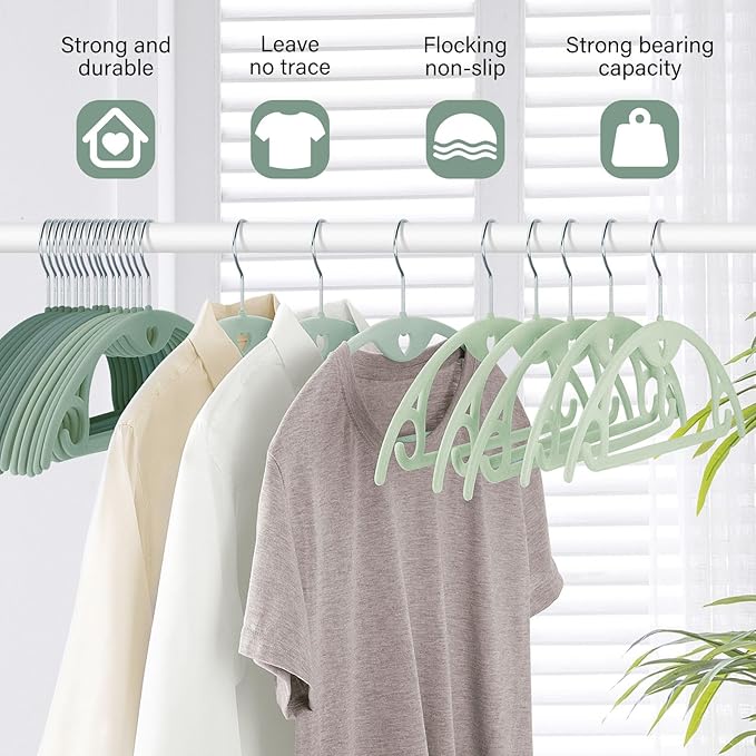 IEOKE Velvet Hangers 50 Pack: Felt Clothes Hangers Heavy Duty Shirt Sweater - Image 3
