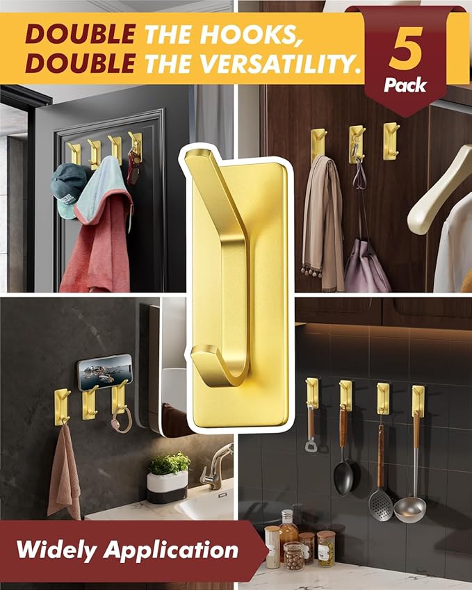 Auxmir 5 Pack Self Adhesive Hooks - Image 5