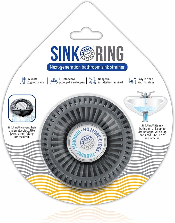 Bathroom Sink Hair Catcher for Pop-Up Drain – SinkRing 1.57" Precision Strainer by SINK+RING