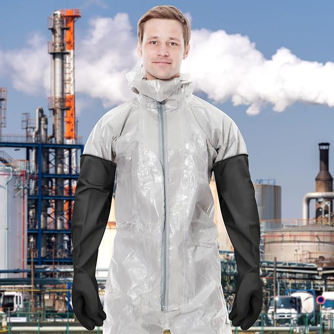 22" Upgraded Latex Gloves Chemical Resistant Glove Safety Work Long Gauntlets - Image 5