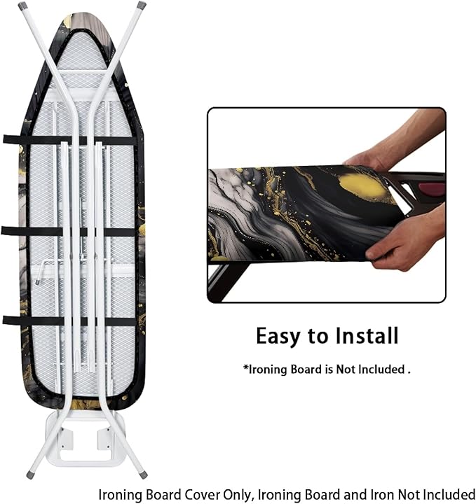 Marble Print Ironing Board Cover Protector Dirt-Resistant Iron Board Cover - Image 4
