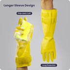 FMP Brands 3/6/12/60 Pairs 15 Inch Extra Long Rubber Dishwashing Gloves - Image 3