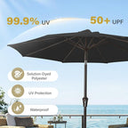 MEWAY 9ft Patio Umbrella Outdoor Table Umbrellas with Push Button Tilt and Crank, Market Umbrella 8 Sturdy Ribs for Deck, Garden, Pool and Backyard, Black - Image 5