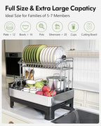 Extra Large Two Tier Stainless Steel Dish Drainer Drying Rack - Image 6