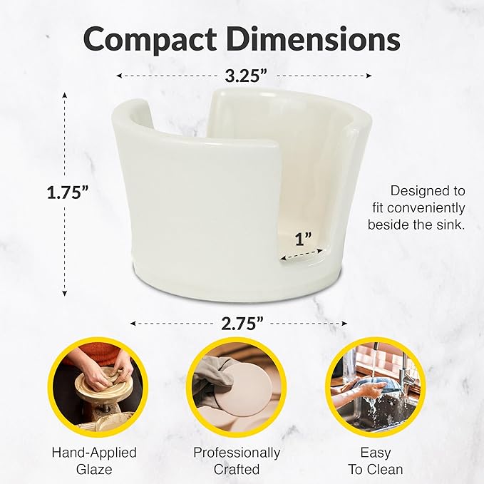 Elevated Lifestyle Ceramic Sponge Holder – Sink Caddy Organizer, Decorative - Image 3