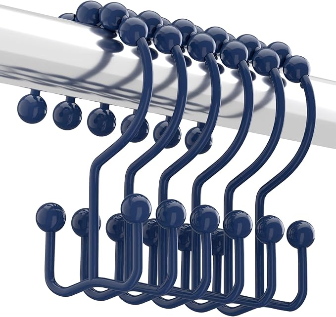 Titanker Shower Curtain Hooks Rings, Rust-Resistant Metal Double Glide Shower by Titanker