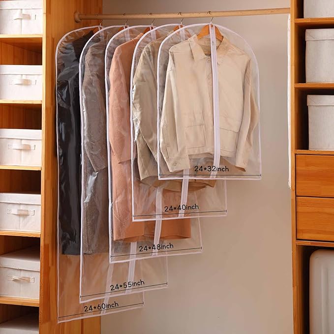 Garment Bags for Hanging Clothes, Plastic Dustproof Suit Bag, Coat Protector - Image 2