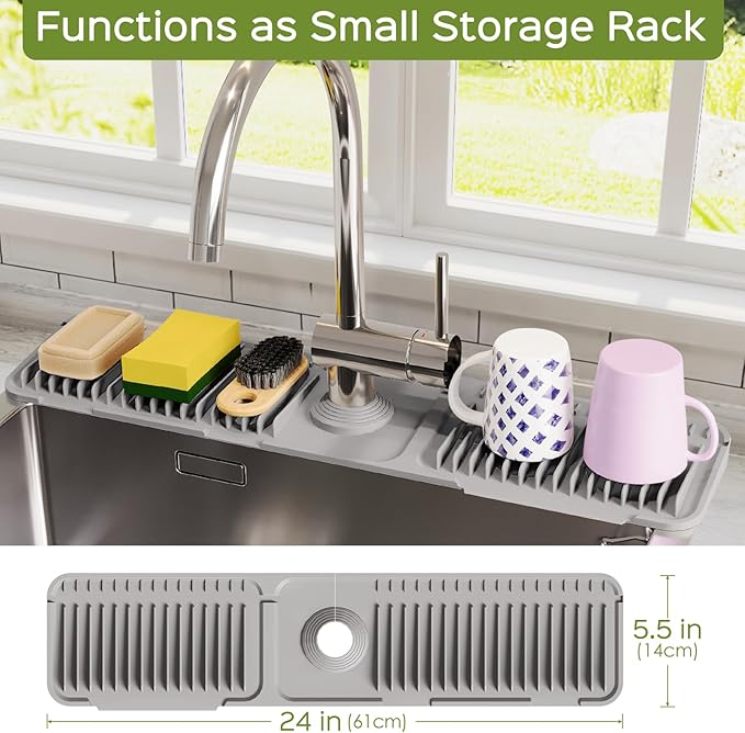 24 Inch Silicone Faucet Mat for Kitchen Sink Splash Guard – 2025 Upgraded - Image 5