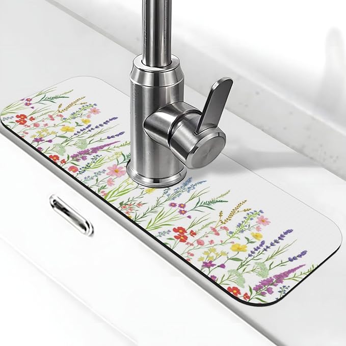 Wildflowers Floral Flower Kitchen Sink Splash Guard Faucet Mat Super Absorbent by Unknown