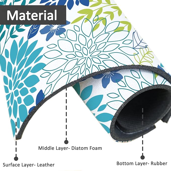 15" X 5.5" Kitchen Sink Splash Guard Faucet Mat Floral Super Absorbent Fast - Image 4