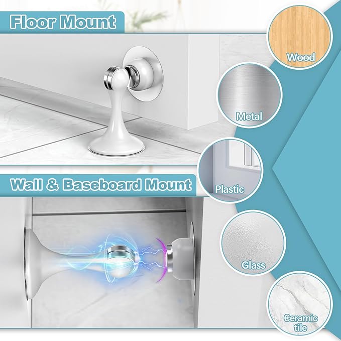 Magnetic Door Stoppers 6 Pack, Stainless Steel Door Stops - Image 3