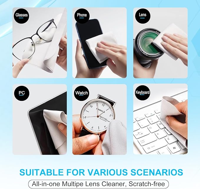 6 Pack Lens Cleaning Cloth |Glasses Cleaning Cloths | Eyeglass Lens Cleaner | - Image 2
