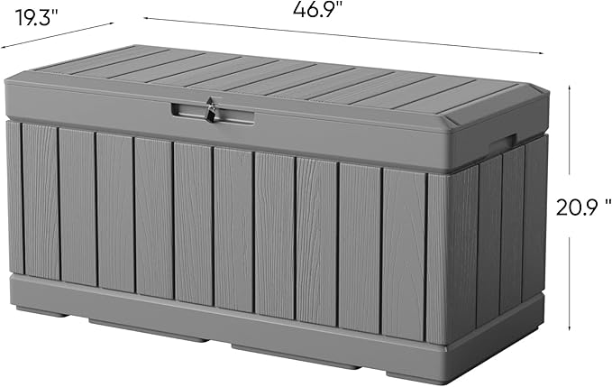 Greesum 82 Gallon Resin Deck Box All Weather Large Outdoor Storage for Patio Furniture, Toys, Garden Tools, Lockable, Dark Gray - Image 6
