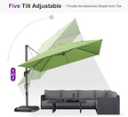 PURPLE LEAF 10 Feet Square Cantilever Umbrella Patio Umbrella with Base Outdoor Umbrella Aluminum Offset with 360-degree Rotation for Garden Deck Pool Patio Apple Green - Image 7