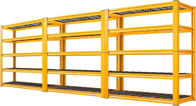 REIBII Garage Shelving Load 3200LBS, 5-Tier Storage Shelves, Adjustable Heavy Duty Metal Shelving Unit for Pantry, Basement, Warehouse, 72" H x 36" W x 16" D H, 3PC by REIBII