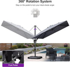 PURPLE LEAF 9' X 12' Right-left Tilt Patio Umbrella with Base Outdoor Cantilever Swivel Rectangle Umbrella Offset Umbrella with 360-degree Rotation for Garden Deck Pool Patio Light Grey - Image 7