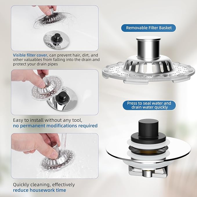 Universal Bathtub Drain Stopper Shower Drain Hair Catcher - Image 4