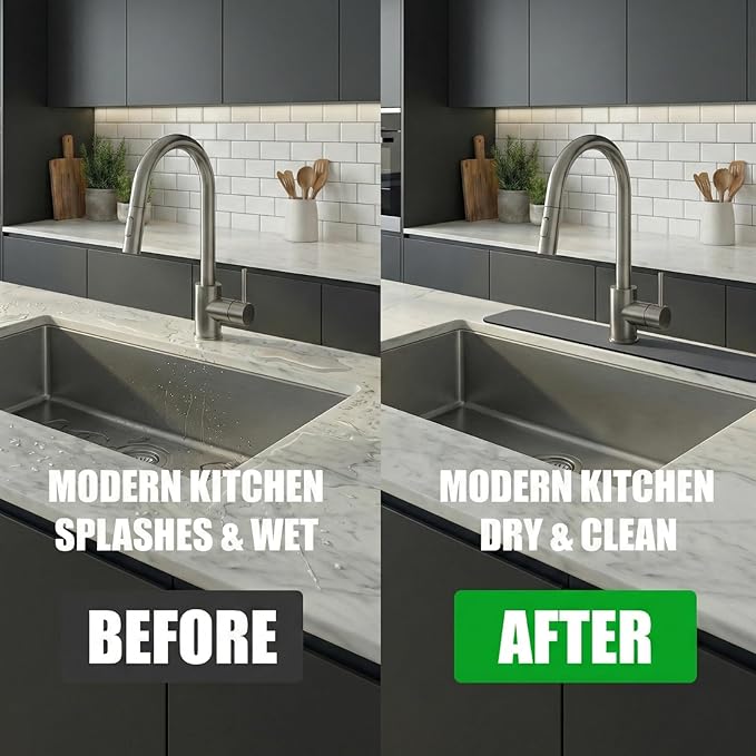 Customizable Faucet Mat for Kitchen Sink: 24" L x 4" W Grey Bathroom Counter - Image 6