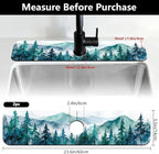 2 Pcs Kitchen Sink Splash Guard Faucet Mats Watercolor Forest Pattern Faucet Mat - Image 2