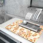 Fall Leaves Dish Drying Mat for Kitchen Counter Autumn Orange White Leaves - Image 5