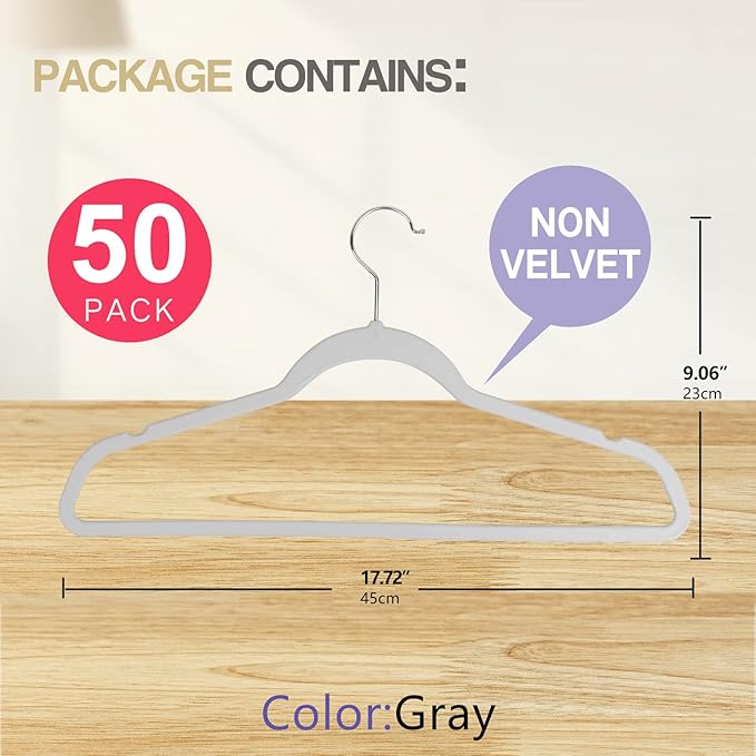 50 Pack Ultra-Thin Plastic Clothes Hangers - Image 2