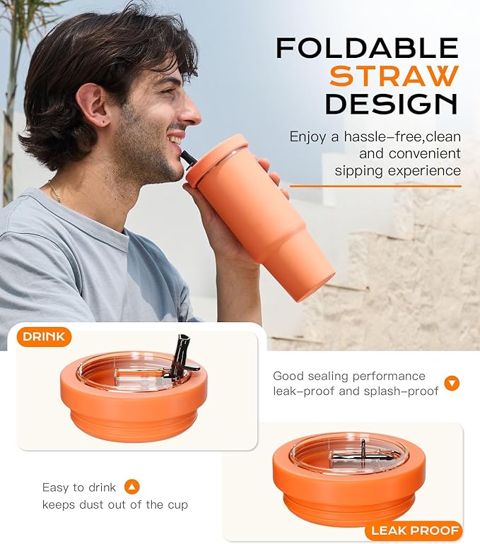 30oz Flip Straw Leak Proof Lid for Stanley Quencher, 30 oz Tumbler Lid - Image 6