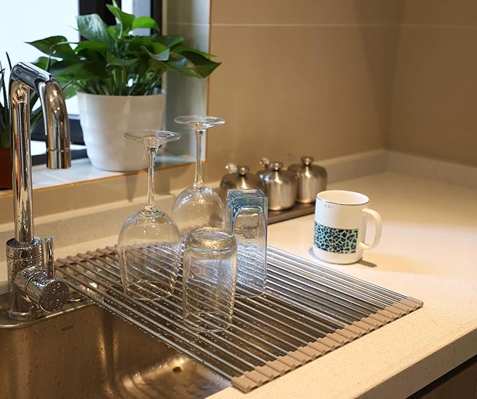 Ahyuan Roll up Dish Drying Rack Over The Sink Kitchen Roll up Sink Drying Rack - Image 4
