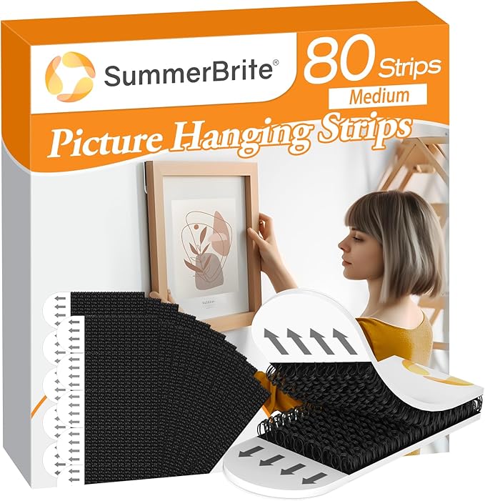Picture Hanging Strips 80 Strips, Damage Free Removal, Wall Poster Picture by Summerbrite