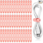 42 Pcs Silicone Cable Ties Reusable Cord Organizer Adjustable Data Cable Wraps by Tellegloww