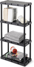 Gracious Living Light Duty Storage Shelves, Knect-A-Shelf 4-Shelf Ventilated Shelving Rack Organizer for Home, Garage, Basement & Laundry, Black - Image 9