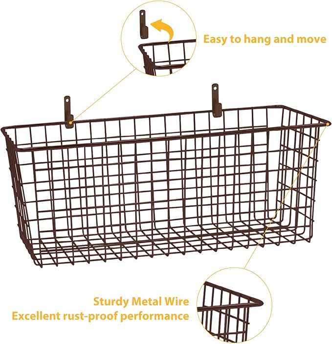 2 Sets Extra Large Hanging Wall Basket, WallmountedFruit Vegetable Toy Snack - Image 3