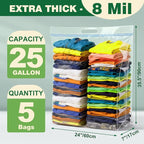 5 PACK 25 Gallon Extra Large Storage Bags, 35.5"x 24"x 7" Resealable Clear - Image 2