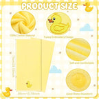 2 Pcs Rubber Ducky Hand Towels Yellow Bathroom Decor 14x29 Inch Embroidered - Image 2